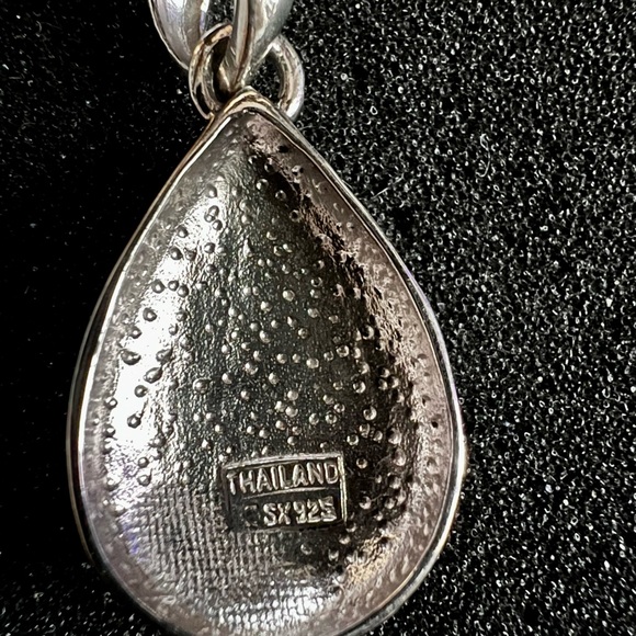 New Genuine Sterling Silver Pear Shape Hammer Pendant Leather Necklace Gift Box - Picture 5 of 6